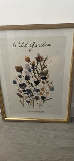 Wild flower print. Matted and framed in gold