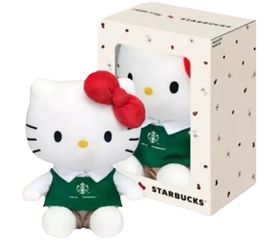 STARBUCKS HELLO KITTY 50th Anniversary Limited Plush in Green Barista Apron