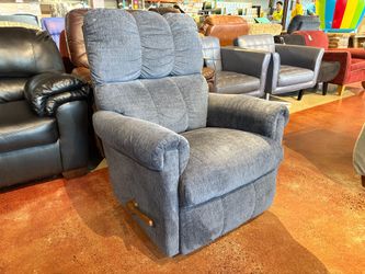 LA-Z-BOY Pinnacle Blue Upholstered Manual Pushback Rocking Reclinerck Recliner