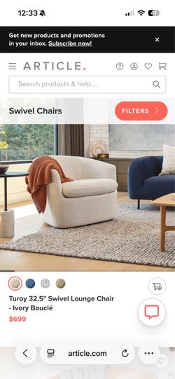 Article Turkey 32.5” Swivel Lounge Chair-Ivory Boucle set of two