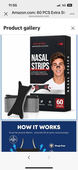 60 PCS Extra Strength Nasal Strips for Snoring & Congestion Relief - Black