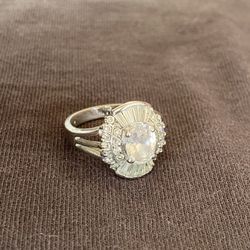 Oval Cut 925 sterling silver Ring size 8.5 for women