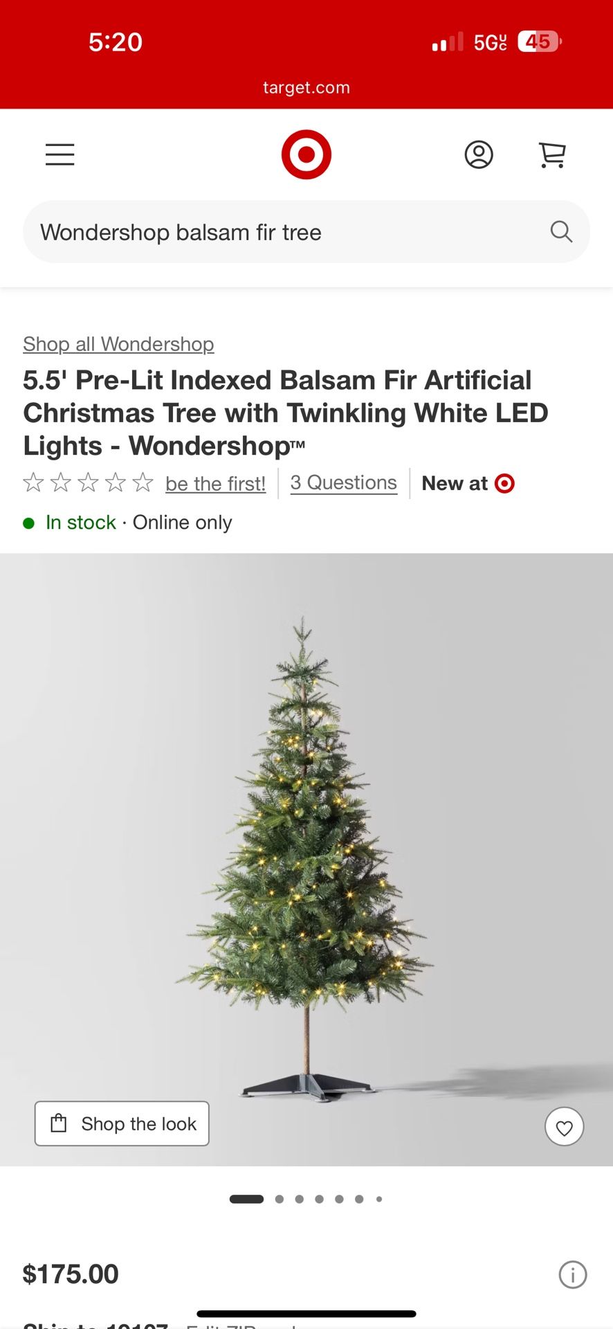 New Wondershop 5.5ft. Balsam Fir Tree LED Twinkle Lights 692Tips. Must Pickup