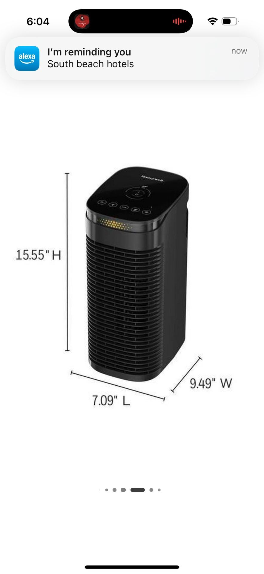 Honeywell InSight HEPA Air Purifier for Medium Rooms (100 sq. ft.) HPA080B Black: 4 Settings, Filter Change Indicator, Timer