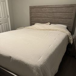 Queen Size Bed Frame/Headboard With Mattress And Box 