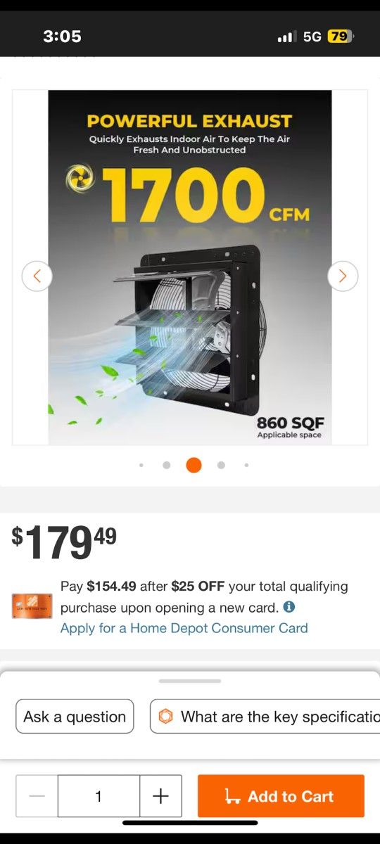 14 in. Shutter Exhaust Fan Wall Mounted Aluminum Blades with Power Cord Kit 1950 CFM for Garage Greenhouse Attic Black