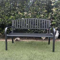 Steel Garden Bench Patio Color: Black 