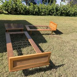 Mid-Century Sofa with End Table