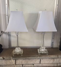Crystal Table Lamp w/ White Bell Shade