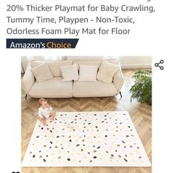 Stylish Baby Play Mat 72x48 Inches - 6 XXL Foam Floor Tiles for Kids Terazzo Design - 20% Thicker Playmat for Baby Crawling, Tummy Time, Playpen - Non