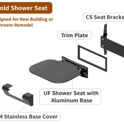 Wall Mounted Shower Seat 15.7" Folding Shower Seat with Embed