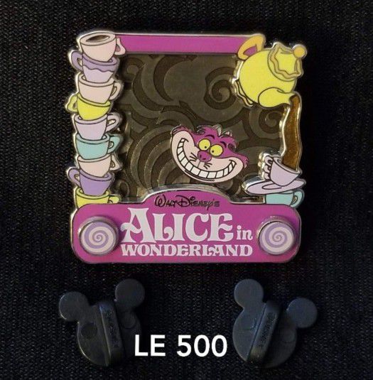 Disney Cheshire Cat Pin LE 500 Mad Tea Cups Party Alice in Wonderland Ride Park Pack