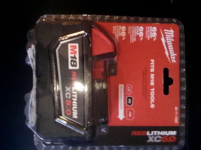 Milwaukee M18 (18v, 5.0 Red Lithium Battery)(Brand New In The Box)