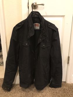 Levis black jacket men xl bleach mark