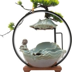 Tabletop Water Fountains Indoor Waterfall with LED Light, Mist Desk Fountain for Living Room, Bedroom, Entrance, Hallway, TV Cabinet