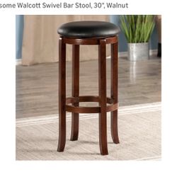 NEW IN BOX   Winsome Walcott Swivel Bar Stool, 30", Walnut