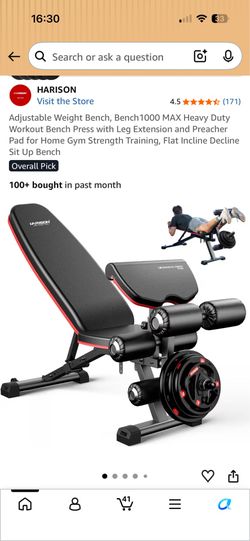 Premium adjustable bench with leg and preacher curl- brand new in box