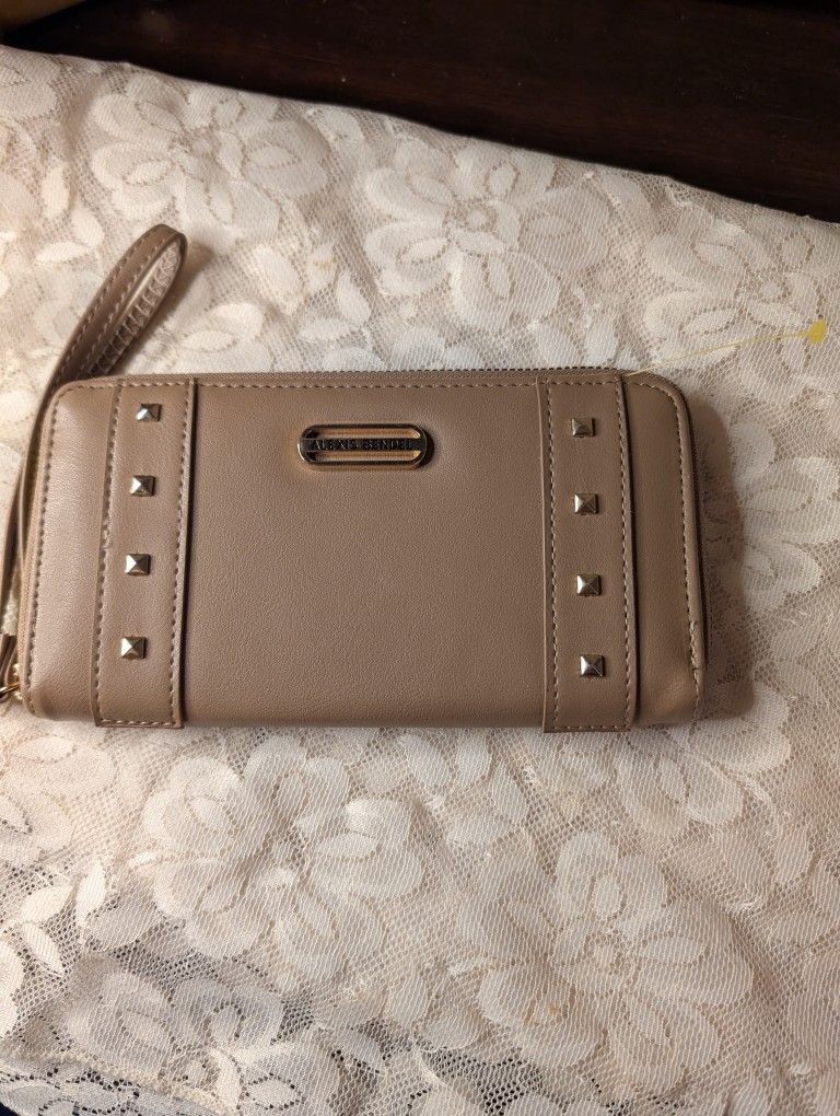 Alexis Bendel Taupe & Gold Studded Wristlet Wallet