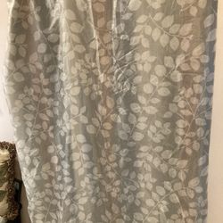 2 ply Shower Curtain Sheer Green Leaf Pattern on Green, Brown, Teal Blue Lining *See Below ⬇️
