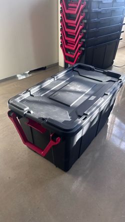 Large Heavy-Duty Plastic Storage Tote with Lid