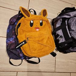 2 Kids Backpacks and A Small Duffle Bag