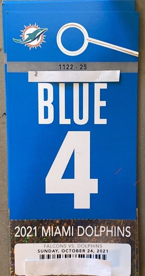 Miami Dolphins BLUE parking Pass Vs. Atlanta Falcons