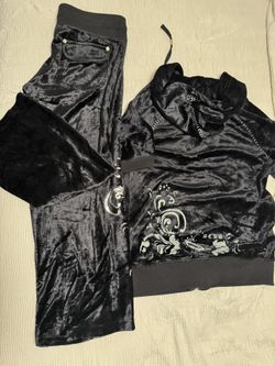 BCBGMAXAZRIA black velour tracksuit with silver 