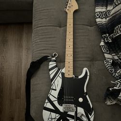 evh homemade white and black guitar