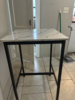 Bar Height Table with Marble-Look Top