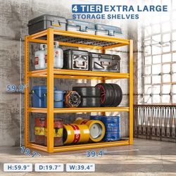 40" W Garage Shelving Heavy Duty Garage Storage Shelves Load 2200LBS Adjustable Metal Shelving Unit Industrial Rack for Pantry Basement