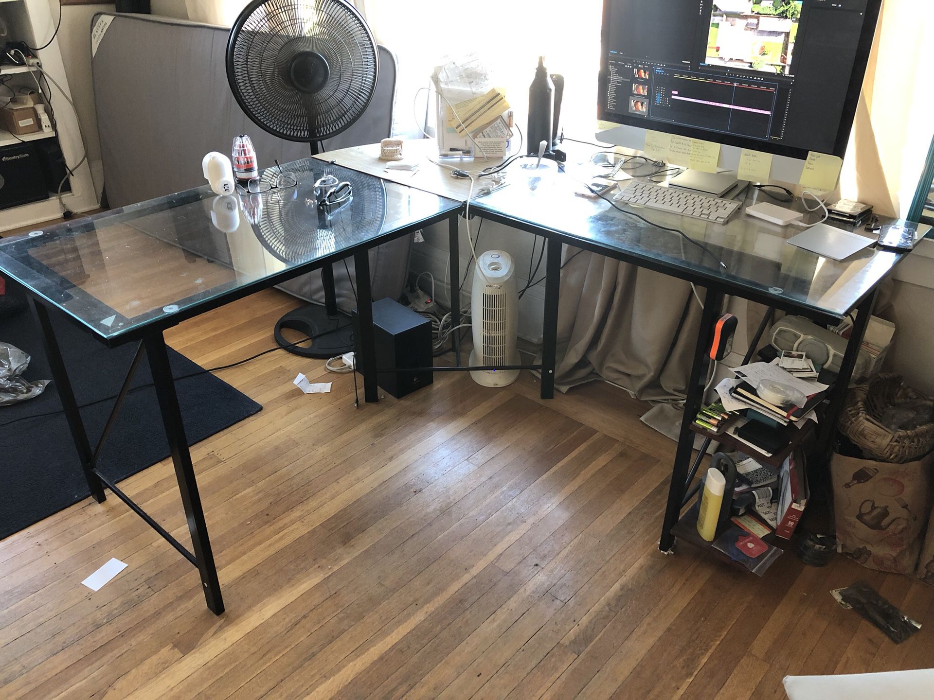 Amazing Glass Desk with storage