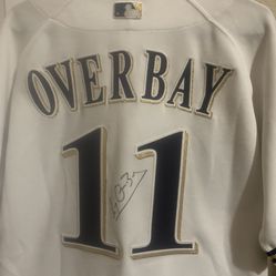 Stitched and Signed Lyle Overbay Brewers Jersey #11