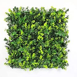 ULAND 12Pcs Pack Artificial Hedges Panels, Faux Square Green Leaves Topiary Mixed Ferns Shrub Grass Privacy Greenery Fence Wall Panels Cover Backdrop,