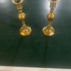 Two Brass Candle Stick Holders 