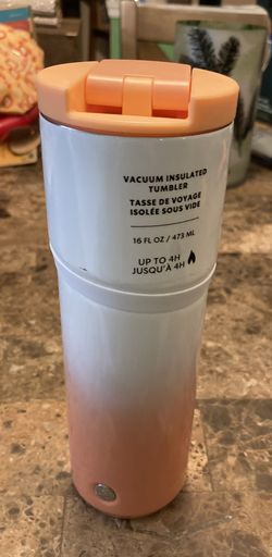 Star bucks tumbler stainless steel 16 oz peach and white color