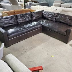 Restoration Hardware Maxwell Leather Sectional Sofa