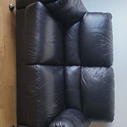 BLACK GENUINE LEATHER SOFA