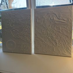 Textured Bird Wall Art Set – Neutral White – Coastal / Modern Decor