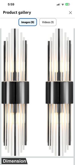 Wall sconces Set of Two, Black sconces Wall Set of 2, Black Vanity Wall Lights, Wall Lights for Living Room, Dresser Wall Sconce, with Clear Crystal, 