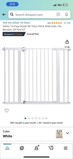 Safety 1st Easy Install 36" Extra Tall & Wide Gate, Fits Between 29'"And 47"