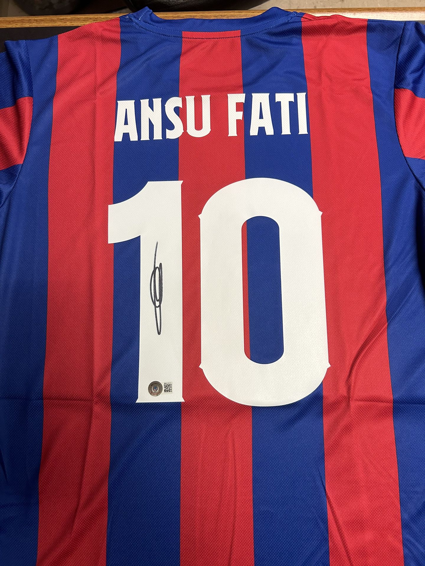 Ansu Fati Barcelona Signed Autographed Custom Jersey Beckett BAS Size Large 
