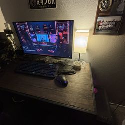 Gaming pc and setup includes desk and new monitor 