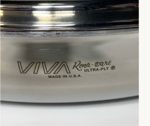 Vintage Rena Ware Stainless Skillet 13” Viva Ultra-Ply USA Waterless Cookware the top is broken please see pictures
