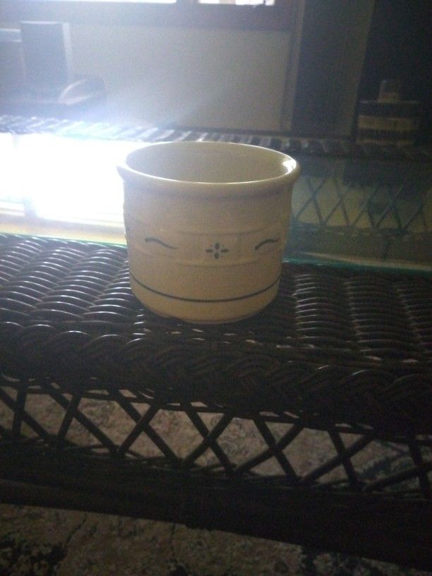 Longaberger Pottery Woven Traditions Blue Crock
