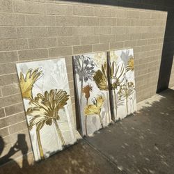 3 Piece flower Canvas Wall Decor