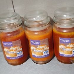 Set of 3 Better Homes & Gardens Orange Buttercream 18 ounce Glass Jar Candles
