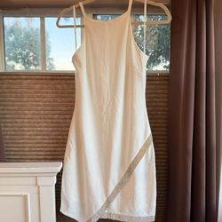 BCX' Asymmetrical-Hem White Rhinestone Mini Dress