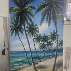 Beach Palm Trees Picture Canvas Wall Art