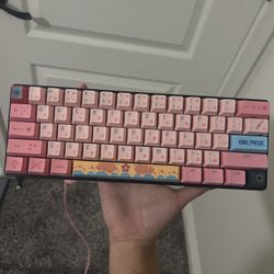 60% Keyboard, custom keycaps, pink, anime