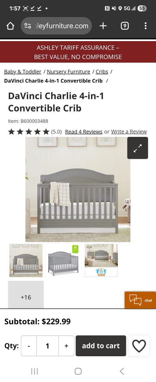DaVinci 4 In 1 Charlie Convertible Crib